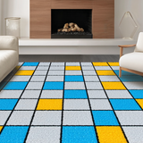 Ultra Soft Area Rug, Non Slip, Stain Resistant, Washable Area Rugs for Living Room, Bedroom, Lively Modern Patterned Play Zone(Blue)
