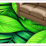 Ultra Soft Area Rug, Non Slip, Stain Resistant, Washable Area Rugs for Living Room, Bedroom, Tropical Palm Shaped Kitchen Plush Washable Mat(Green)