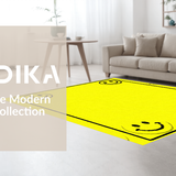 Ultra Soft Area Rug, Non Slip, Stain Resistant, Washable Area Rugs for Living Room, Bedroom, Retro Inspired Smiley Vibe(Yellow)
