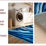 Ultra Soft Area Rug, Non Slip, Stain Resistant, Washable Area Rugs for Living Room, Bedroom, Serene Coastal Wave Aesthetic(Blue)