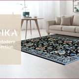 Ultra Soft Area Rug, Non Slip, Stain Resistant, Washable Area Rugs for Living Room, Bedroom, Sophisticated Modern Trellis Design(Black)