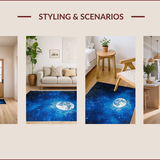 Ultra Soft Area Rug, Non Slip, Stain Resistant, Washable Area Rugs for Living Room, Bedroom, Celestial Blue Abstract Composition(Blue)