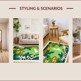 Ultra Soft Area Rug, Non Slip, Stain Resistant, Washable Area Rugs for Living Room, Bedroom, Charming Jungle Animal Aesthetic(Green)