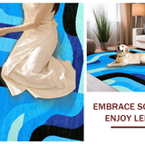 Ultra Soft Area Rug, Non Slip, Stain Resistant, Washable Area Rugs for Living Room, Bedroom, Trippy Geometric Blue Pattern(Blue)