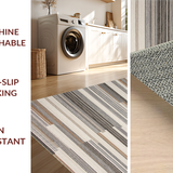 Ultra Soft Area Rug, Non Slip, Stain Resistant, Washable Area Rugs for Living Room, Bedroom, Contemporary Textured Line Arrangement(Gray)