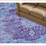 Ultra Soft Area Rug, Non Slip, Stain Resistant, Washable Area Rugs for Living Room, Bedroom, Chic Medallion Distressed Aesthetic(Purple)