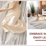 Ultra Soft Area Rug, Non Slip, Stain Resistant, Washable Area Rugs for Living Room, Bedroom, Chic Minimalist Geometric Motif(Beige)
