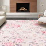 Ultra Soft Area Rug, Non Slip, Stain Resistant, Washable Area Rugs for Living Room, Bedroom, Charming Soft Pink Floral Aesthetic(Pink)