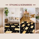 Ultra Soft Area Rug, Non Slip, Stain Resistant, Washable Area Rugs for Living Room, Bedroom, Minimalist Quirky Animal Aesthetic(Black)