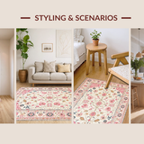 Ultra Soft Area Rug, Non Slip, Stain Resistant, Washable Area Rugs for Living Room, Bedroom, Contemporary Floral Whimsical Vibe(Ivory)