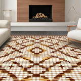 Ultra Soft Area Rug, Non Slip, Stain Resistant, Washable Area Rugs for Living Room, Bedroom, Artful Symmetrical Pattern Play(Beige)