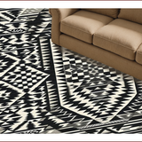 Ultra Soft Area Rug, Non Slip, Stain Resistant, Washable Area Rugs for Living Room, Bedroom, Rustic Bold Graphic Contrast Design(Black)