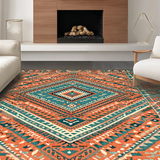 Ultra Soft Area Rug, Non Slip, Stain Resistant, Washable Area Rugs for Living Room, Bedroom, Stylish Abstract Ethnic Design(Orange)