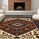 Ultra Soft Area Rug, Non Slip, Stain Resistant, Washable Area Rugs for Living Room, Bedroom, Charming Natural Fiber Ethno-Style(Beige)