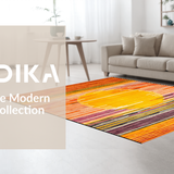 Ultra Soft Area Rug, Non Slip, Stain Resistant, Washable Area Rugs for Living Room, Bedroom, Dynamic Rainbow Wave Print(Orange)