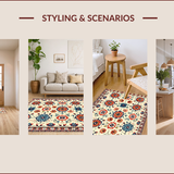 Ultra Soft Area Rug, Non Slip, Stain Resistant, Washable Area Rugs for Living Room, Bedroom, Neutral Cream Floral Nursery Stain-Resistant Carpet(Beige)