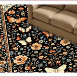 Ultra Soft Area Rug, Non Slip, Stain Resistant, Washable Area Rugs for Living Room, Bedroom, Whimsical Floral Insect Aesthetic(Black)