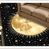 Ultra Soft Area Rug, Non Slip, Stain Resistant, Washable Area Rugs for Living Room, Bedroom, Celestial Harmony Yin Yang Motif(Gold)