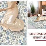 Ultra Soft Area Rug, Non Slip, Stain Resistant, Washable Area Rugs for Living Room, Bedroom, Chic Transitional Garden Elements(Ivory)