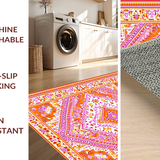 Ultra Soft Area Rug, Non Slip, Stain Resistant, Washable Area Rugs for Living Room, Bedroom, Transitional Patterned Warmth and Color(Orange)
