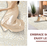 Ultra Soft Area Rug, Non Slip, Stain Resistant, Washable Area Rugs for Living Room, Bedroom, Elegant Shag Tiled Aesthetic(Beige)