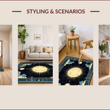 Ultra Soft Area Rug, Non Slip, Stain Resistant, Washable Area Rugs for Living Room, Bedroom, Elegant Cosmic Crescent Motif(Blue)