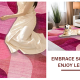 Ultra Soft Area Rug, Non Slip, Stain Resistant, Washable Area Rugs for Living Room, Bedroom, Coquette Bow Carpet with Subtle Uno Reverse Design and Pink Colorway(Purple)