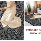 Ultra Soft Area Rug, Non Slip, Stain Resistant, Washable Area Rugs for Living Room, Bedroom, Artful Linear Ethnic Aesthetic(Black)