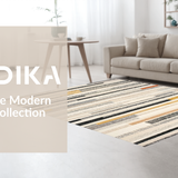 Ultra Soft Area Rug, Non Slip, Stain Resistant, Washable Area Rugs for Living Room, Bedroom, Monochrome Stripe Woven Rug, Modern Patio Carpet Door Mat Decor(Gray)