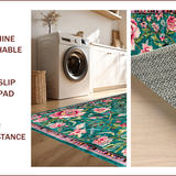 Ultra Soft Area Rug, Non Slip, Stain Resistant, Washable Area Rugs for Living Room, Bedroom, Elegant Soft Floral Aesthetic(Blue)