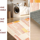 Ultra Soft Area Rug, Non Slip, Stain Resistant, Washable Area Rugs for Living Room, Bedroom, Dynamic Geometric Cream Accent(Orange)
