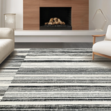 Ultra Soft Area Rug, Non Slip, Stain Resistant, Washable Area Rugs for Living Room, Bedroom, Stylish Black & White Carpet: Reversible Striped Area Rug(Black)