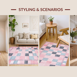Ultra Soft Area Rug, Non Slip, Stain Resistant, Washable Area Rugs for Living Room, Bedroom, Enchanting Colorful 3D Landscape(Pink)