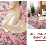 Ultra Soft Area Rug, Non Slip, Stain Resistant, Washable Area Rugs for Living Room, Bedroom, Whimsical Soft Blooming Motif(Pink)