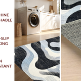 Ultra Soft Area Rug, Non Slip, Stain Resistant, Washable Area Rugs for Living Room, Bedroom, Zebra Crossing: Chic Striped Rug, Classic Color Palette, Flatweave(Gray)
