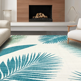 Ultra Soft Area Rug, Non Slip, Stain Resistant, Washable Area Rugs for Living Room, Bedroom, Fresh Ivory with Tropical Elements(White)