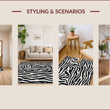 Ultra Soft Area Rug, Non Slip, Stain Resistant, Washable Area Rugs for Living Room, Bedroom, Washable Zebra Skin Bath Mat for Modern Bathrooms(Black)