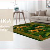Ultra Soft Area Rug, Non Slip, Stain Resistant, Washable Area Rugs for Living Room, Bedroom, Vintage Botanical Green Living Room Washable Rug(Green)