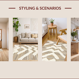 Ultra Soft Area Rug, Non Slip, Stain Resistant, Washable Area Rugs for Living Room, Bedroom, Chic Neutral Toned Geometric Style(Beige)
