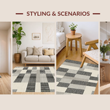 Ultra Soft Area Rug, Non Slip, Stain Resistant, Washable Area Rugs for Living Room, Bedroom, Contemporary Flatweave Lattice Style(Gray)