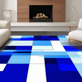 Ultra Soft Area Rug, Non Slip, Stain Resistant, Washable Area Rugs for Living Room, Bedroom, Dynamic Modernist Shape Interaction(Blue)