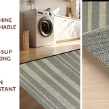 Ultra Soft Area Rug, Non Slip, Stain Resistant, Washable Area Rugs for Living Room, Bedroom, Rustic Neutral Striped Harmony(Gray)