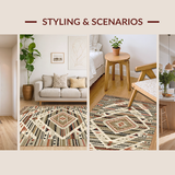 Ultra Soft Area Rug, Non Slip, Stain Resistant, Washable Area Rugs for Living Room, Bedroom, Muted Terracotta Abstract Motif(Gray)