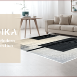 Ultra Soft Area Rug, Non Slip, Stain Resistant, Washable Area Rugs for Living Room, Bedroom, Monochromatic Abstract Wool Rug for Minimalist Decor(Black)