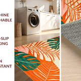 Ultra Soft Area Rug, Non Slip, Stain Resistant, Washable Area Rugs for Living Room, Bedroom, Elegant Geometric Leaf Arrangement(Orange)