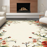 Ultra Soft Area Rug, Non Slip, Stain Resistant, Washable Area Rugs for Living Room, Bedroom, Radiant Soft Green Blossom Theme(Beige)