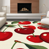 Ultra Soft Area Rug, Non Slip, Stain Resistant, Washable Area Rugs for Living Room, Bedroom, Quirky Cute Fruit-Inspired Decor(Red)