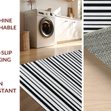 Ultra Soft Area Rug, Non Slip, Stain Resistant, Washable Area Rugs for Living Room, Bedroom, Classic Monochrome Striped Rug With Contemporary Linear Design For Home(Black)