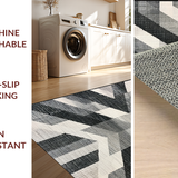 Ultra Soft Area Rug, Non Slip, Stain Resistant, Washable Area Rugs for Living Room, Bedroom, Entry Rug: Woven Graphic Lines Floor Art Doormat(Gray)