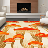 Ultra Soft Area Rug, Non Slip, Stain Resistant, Washable Area Rugs for Living Room, Bedroom, Charming Red Mushroom Pattern(Orange)